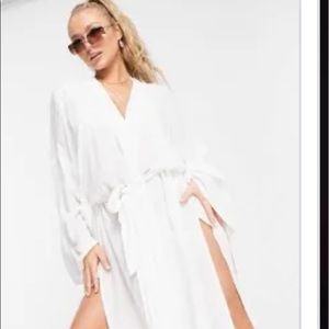 White gauzy summery epic KIMONO HIGH SIDE SLITS!!!